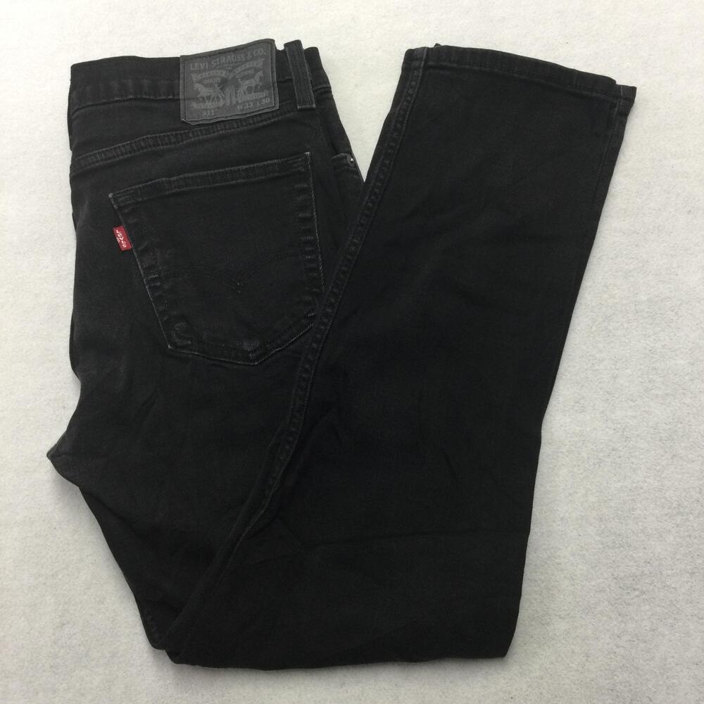Levis 511 Jeans Mens 33x30 Black Charcoal Wash Slim Straight Denim Zip Fly